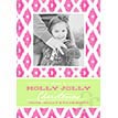 Diamond Ikat Holly Printable Holiday Photo Card - Pink and Lime